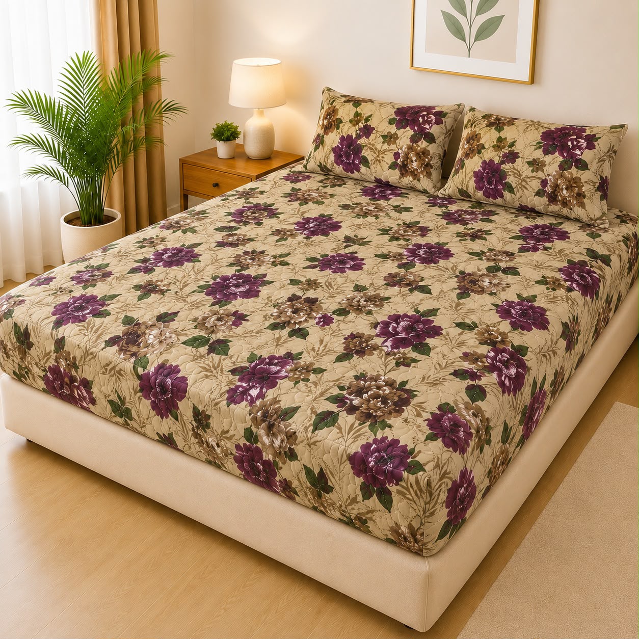 Cotton Quilted Printed Waterproof Mattress Cover for Kids Adults, Washable Hypoallergenic Mattresses cover Fit Up To 6-12 inch Deep Pocket Queen & King Size