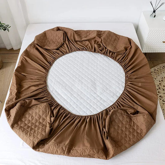 Cotton Quilted Waterproof Mattress Cover | Brown Color | for Kids Adults, Washable Hypoallergenic Mattresses cover Fit Up To 6-12 inch Deep Pocket Queen & King Size