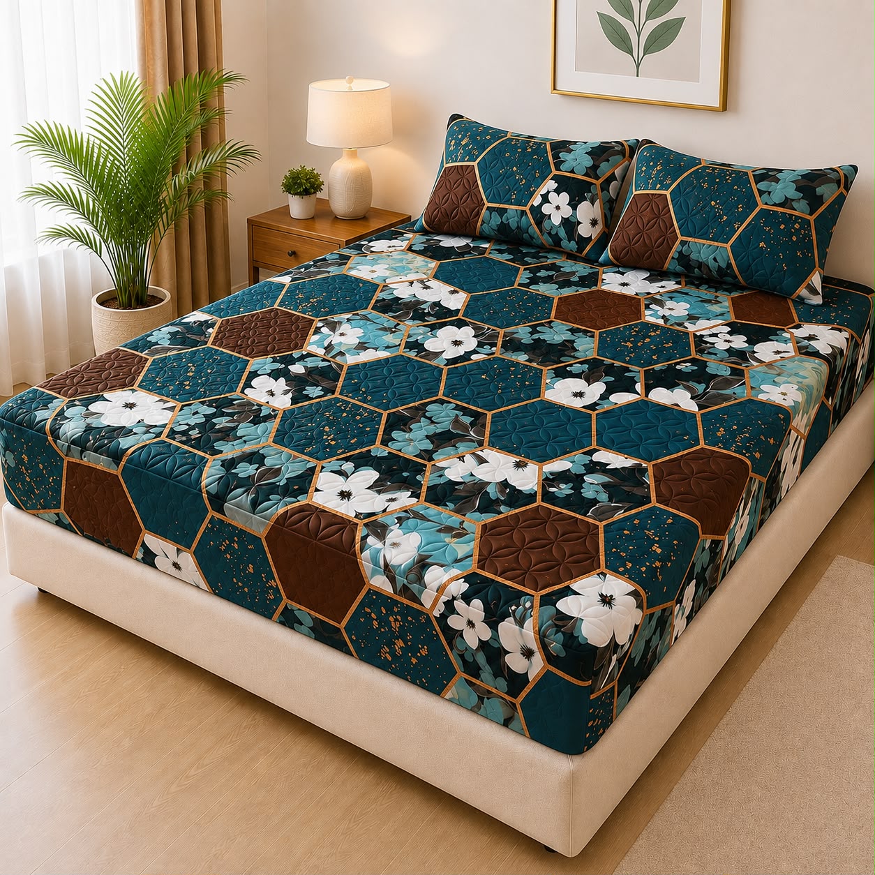 Cotton Quilted Printed Waterproof Mattress Cover for Kids Adults, Washable Hypoallergenic Mattresses cover Fit Up To 6-12 inch Deep Pocket Queen & King Size