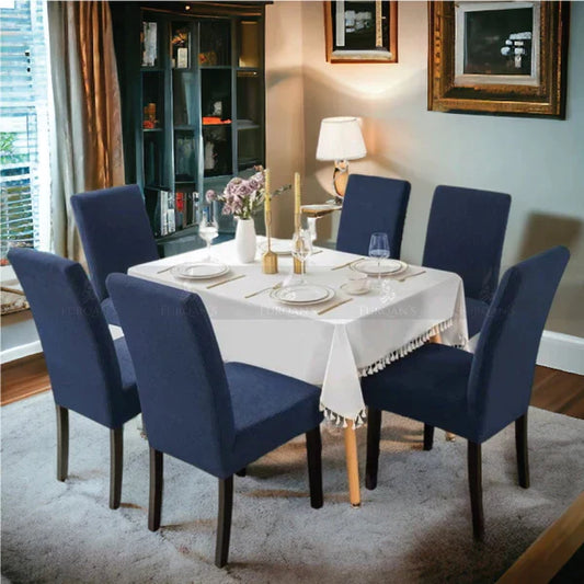 Micro Mesh Fitted Dining Chair Cover |Navy Blue Color | For Weddings, Dining Rooms, Offices, Banquets, And Home Decor