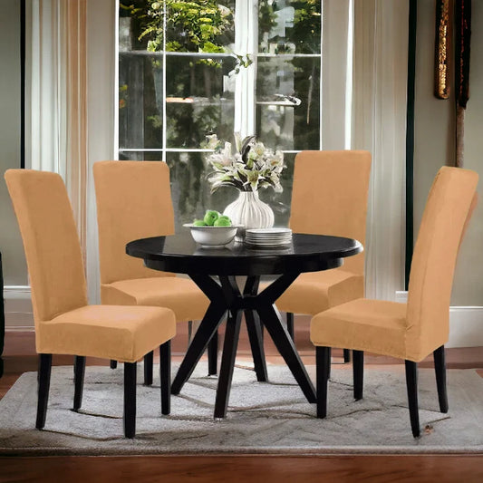 Micro Mesh Fitted Dining Chair Cover |Skin Golden Color | For Weddings, Dining Rooms, Offices, Banquets, And Home Decor
