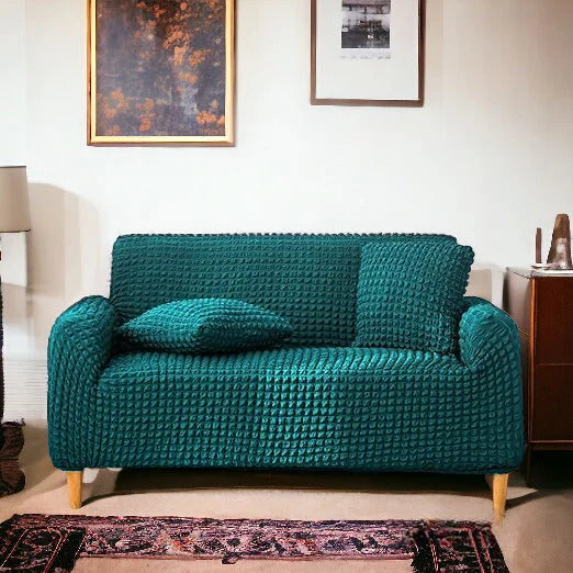 Bubble Stuff Fitted Sofa Cover | Copper Color | Sofa Slipcover, Modern Ruffle Trim Stretchy Stretch Sofa Slipcover For Home