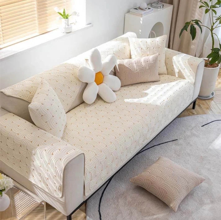 Modern Wave Quilted Sofa Protector